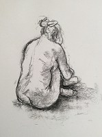 Charcoal Life Drawing 9. Charcoal on paper, 30cm x 25cm, £150.