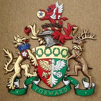 London Borough of Hillingdon coat of arms, 18in high, cast aluminium.
