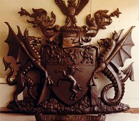 Gwynedd County Council coat of arms, 2.25 metres high, cold-cast resin/bronze finish.