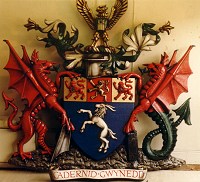 Gwynedd County Council coat of arms, 2.25 metres high, with hand painted finish.