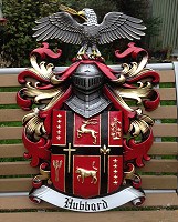 Hubbard coat of arms. Aluminium coat of arms for Hubbard family, USA.
