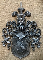 Lorincz coat of arms 18in/46cm high in cold-cast resin/bronze finish.