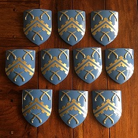 Willett shields. Private commission for a set of ten small shields of
the customer's own arms cast in polyurethane resin.